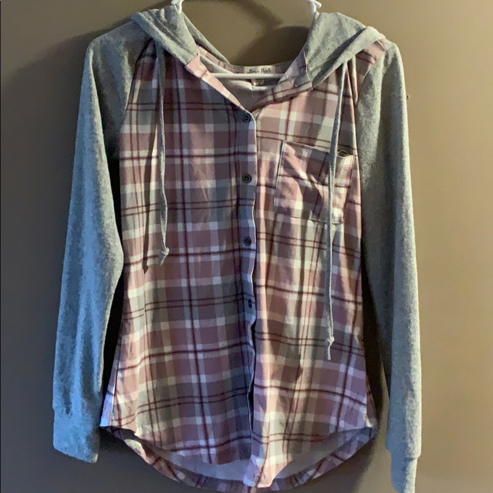 Lightweight flannel with hood